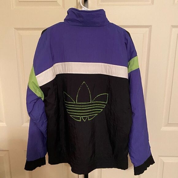 Adidas Men's Big Trefoil Colorblock Quarter-Zip Pullover Windbreaker Jacket XL - Picture 2 of 5